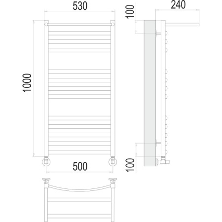 Полотенцесушитель водяной с полкой Terminus Енисей П13 50х100