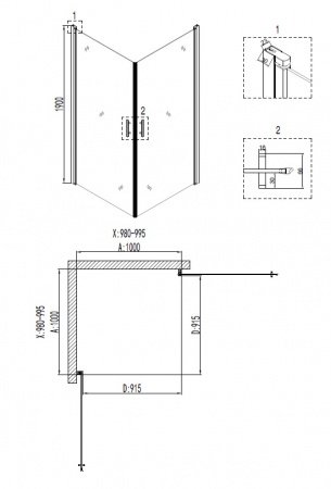 Душевой угол Niagara NG- 6604-08 100x100x190 профиль хром, стекло прозрачное