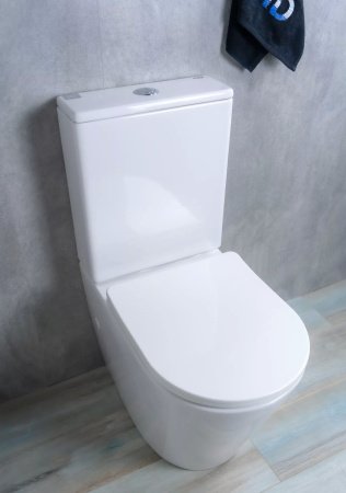 Унитаз напольный безободковый GID Tr2179 с сиденьем микролифт, белый