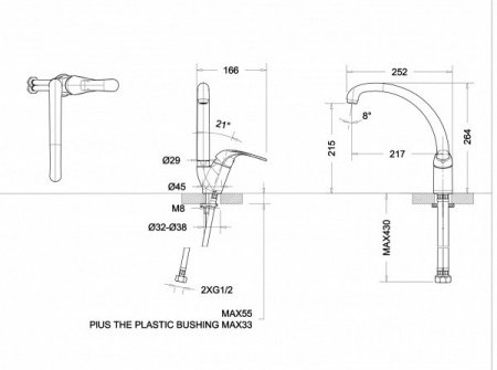 Смеситель для кухни  Bravat Fit F7135188CP-1-RUS хром