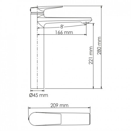 Смеситель для раковины WasserKraft Wiese 8403H графит