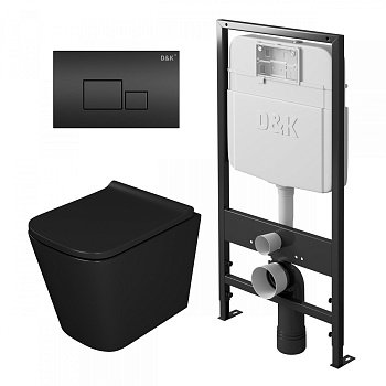 Комплект (инсталляция + унитаз + клавиша смыва) D&K Berlin DS1432502 черный матовый
