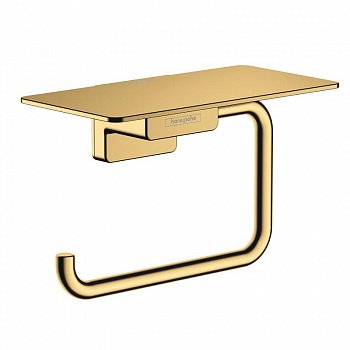 Держатель для туалетной бумаги с полкой для телефона Hansgrohe AddStories 41772990 золото