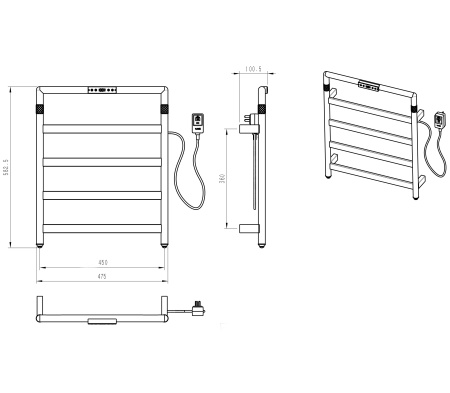 Полотенцесушитель электрический WONZON & WOGHAND KÖLN, Брашированное золото (WW-A6014-BG)