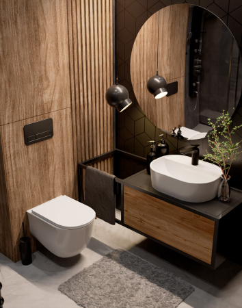 Унитаз подвесной безободковый AQUAme AQM2005 белый, с сиденьем микролифт