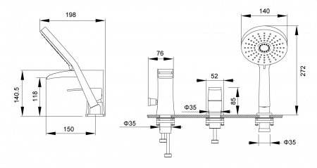 Смеситель для ванны с душем Timo Lumi 4210/00Y хром