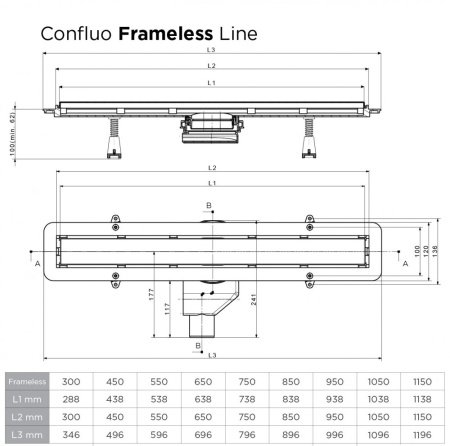 Душевой лоток Pestan Confluo Frameless Line 750 Black Matte