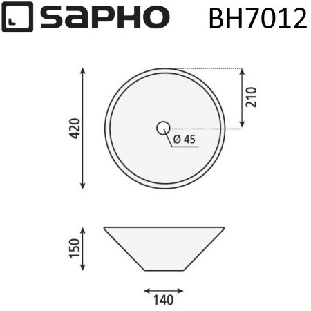 Раковина накладная 42см SAPHO COMILLAS BH7012 белый