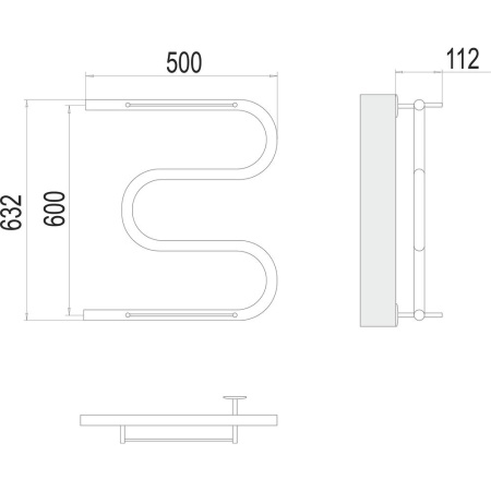 Полотенцесушитель водяной Terminus М-образный (1") 60х50
