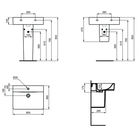Раковина подвесная 60см Ideal Standard Connect E794501 белый