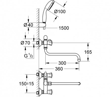 Смеситель для ванны с душем Grohe Costa L 2679010A хром