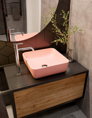 Раковина накладная 39см AQUAme AQM5011MP розовый матовый