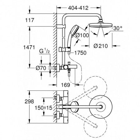 Душевая стойка Grohe Tempesta Cosmopolitan 26223001 хром