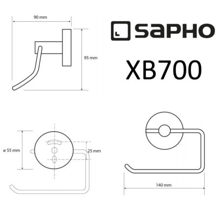 Держатель туалетной бумаги Sapho X-ROUND BLACK XB700 черный