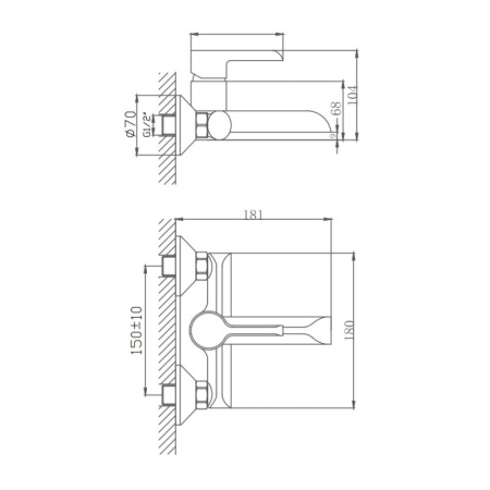 Смеситель для ванны Haiba HB60805-7, черный