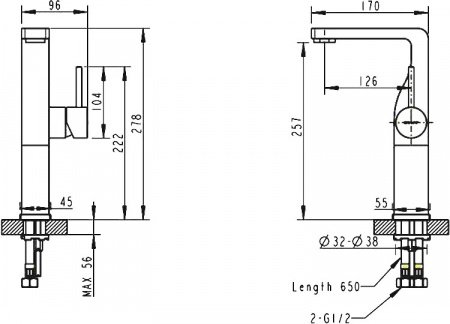 Смеситель для раковины Bravat Arc F16061K-A2-ENG хром