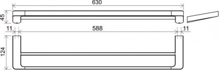 Полотенцедержатель 60см Ravak 10° black TD 320.20 черный матовый