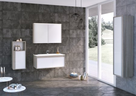 Шкаф-полупенал Vitra Metrolope 40 подвесной L Сливовое дерево Черный