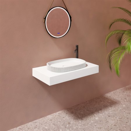 Раковина накладная 55см ABBER Stein AS2601 белый