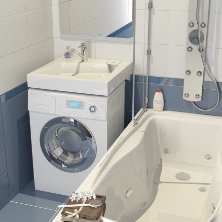 Раковина над стиральной машиной QUADRO 600х600 с кронштейнами и сливной системой Altasan