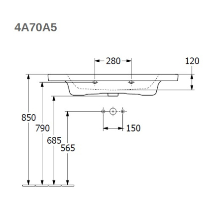 Раковина подвесная 100см Villeroy & Boch Subway 3.0 4A70A501 белый альпин