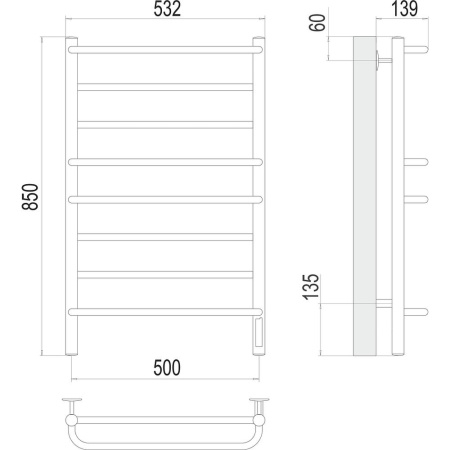 Полотенцесушитель электрический Terminus Евромикс П8 50х85
