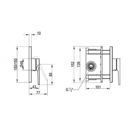 Смеситель для душа Villeroy & Boch Liberty TVS10700400061 хром