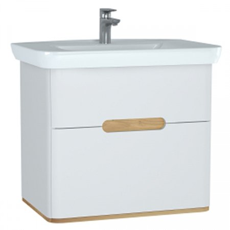 Тумба с раковиной Vitra Sento 80 подвесная Белая матовая