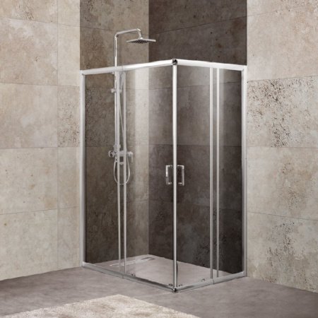 Душевой уголок BelBagno Unique AH-2 115х90 профиль Хром стекло прозрачное