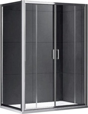 Душевой угол GEMY Victoria 150x90x190 профиль хром, стекло прозрачное, две дверцы