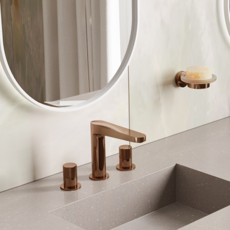 Смеситель для раковины на 3 отверстия WasserKraft Paar 8835 розовое золото