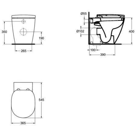 Напольный пристенный унитаз-соло Ideal Standard CONNECT E803401