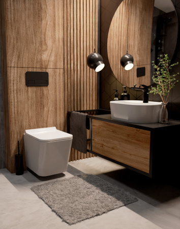 Унитаз подвесной безободковый AQUAme AQM2004 белый, с сиденьем микролифт