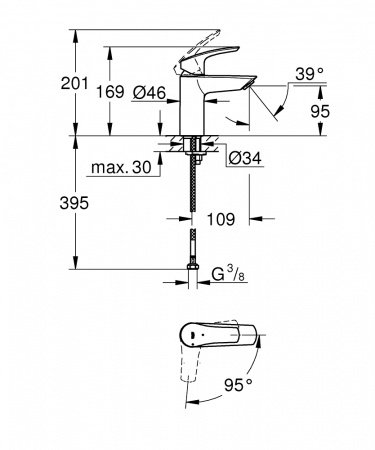 Смеситель для раковины Grohe EuroSmart 32154003 хром