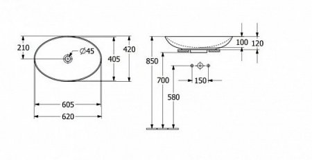 Раковина накладная 62см Villeroy & Boch Loop & Friends 4A480001 белый