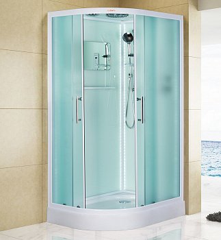 Душевая кабина Esbano LED ESKL115СRL 115x85x210см, профиль белый, стекло рифленое