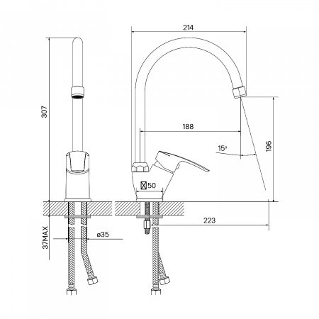 Смеситель для кухни IDDIS Ray RAYSB00i05 хром глянцевый