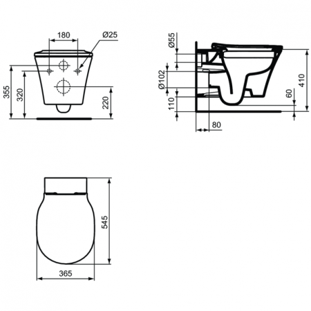Промо-комплект 3 в 1 Ideal Standard с подвесным унитазом CONNECT AIR Rimless K819501 и инсталляцией PROSYS