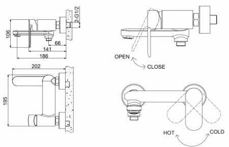 Смеситель для ванны с душем Bravat Opal F6125183CP-01-RUS хром