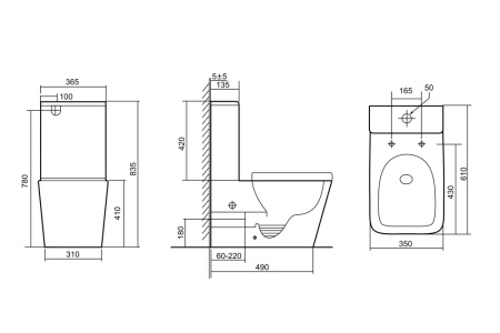Унитаз ABBER Rechteck AC1210MW компакт белый матовый, безободковый