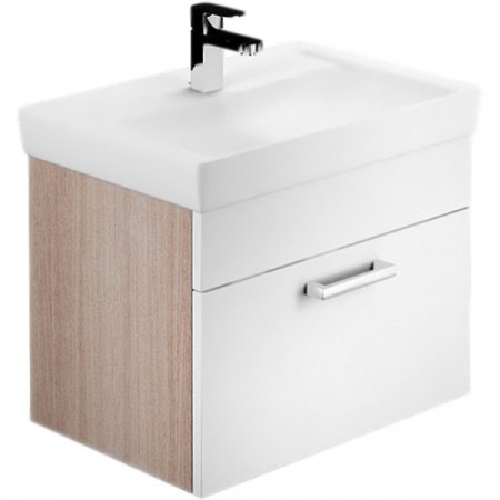 Тумба с раковиной Iddis Mirro 60 подвесная Белая Светлое дерево