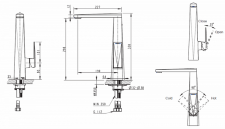 Смеситель для раковины Bravat Wave F174108C-2 хром