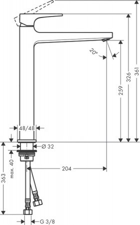 Смеситель для раковины-чаши Hansgrohe Metropol 32512340 хром черный шлифованный