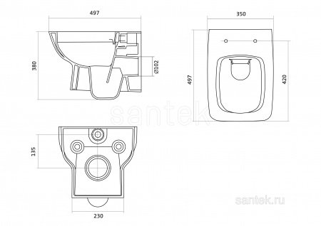ПЭК Santek Нео Пэк 1WH501572 подвесная чаша rimless + инсталляция + сиденье + панель хром