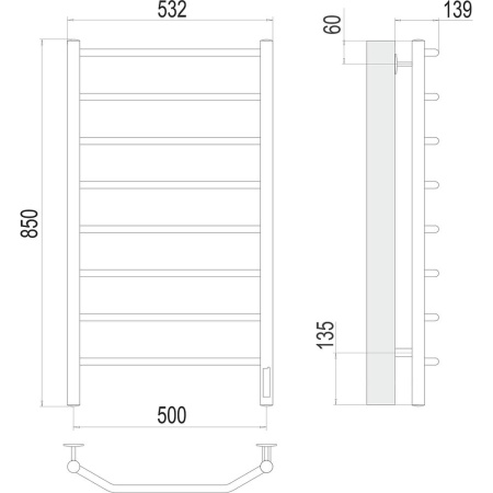 Полотенцесушитель электрический Terminus Виктория П8 50х85