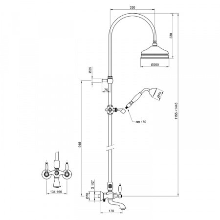Душевая стойка Webert Dorian DO721208010 золото