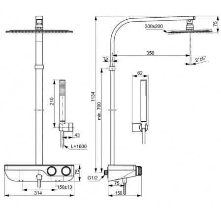 Душевая стойка Ideal Standard  CERATHERM S200 A7332AA хром