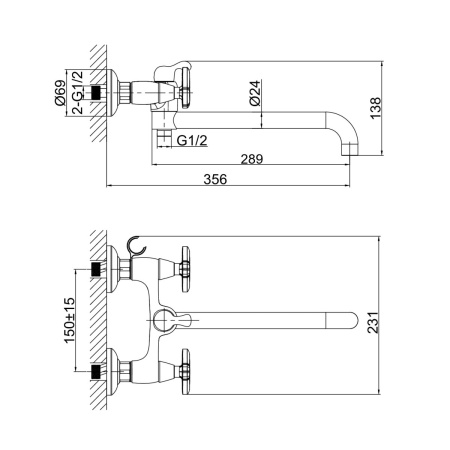 Смеситель для ванны D&K Hessen DA1383341, хром
