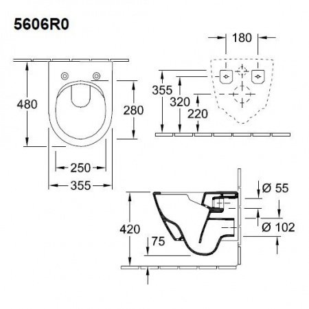 Унитаз подвесной Villeroy&Boch Subway 2.0 5606R0R1 безободковый без сиденья