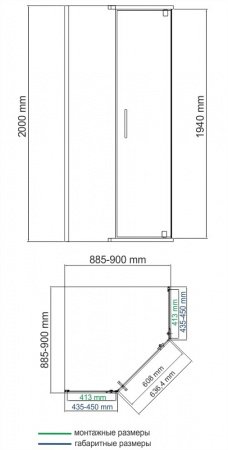 Душевой угол WasserKraft Leine 35P11 90x90x200, профиль хром, стекло прозрачное